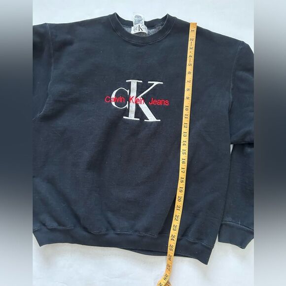 Calvin Klein Jeans Vintage Black Crewneck Embroidered Sweatshirt Size XL - Picture 3 of 8